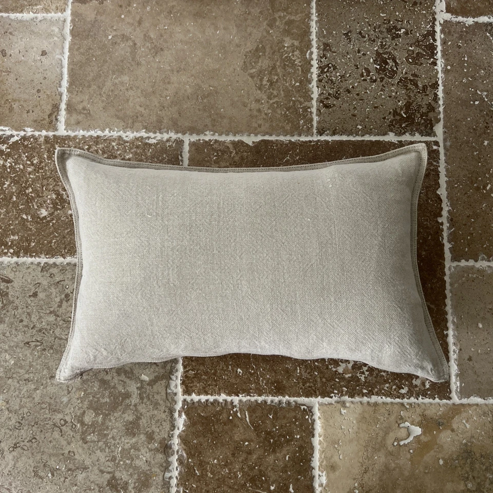 Restoration Hardware French Linen Grain Sack Pillow Cover Paris w/Feather Insert - Image 2 of 4