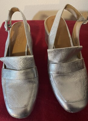 Corso Como Silver Sling Back Leather Uppers Loafers. Very Retro 8 1/2