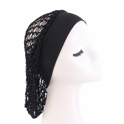 Women Fashion Crochet Mesh Hair Net Hair Care Snood Wide Band Turban Bonnet Cap - 第 16/24 張圖片