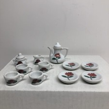 Miniature Porcelain Tea Cup Set With Saucers Creamer Sugar 13pc Set