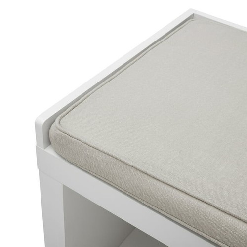 3-Cube Entryway Wood Storage Bench with Upholstered Sitting Cushion, White - Picture 3 of 5