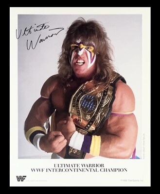 WWE ULTIMATE WARRIOR ORIGINAL 8.5X11 FACSIMILE PROMO PHOTO FROM 1988 VERY RARE