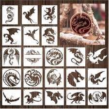 20 Pieces Dragon Stencils Template Reusable Mylar Craft Stencils for Painting...