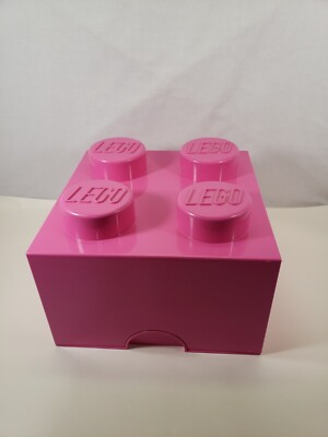 LEGO Brick 4 Knobs Large Stackable Storage Box Kids Toy Container Pink