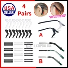 4 Pair Anti Slip Glasses Ear Hooks Tip Eyeglasses Grip Temple Holder Silicone US
