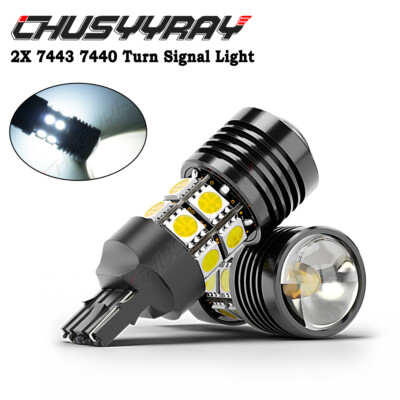 7440 7443 White LED Bulbs For 2013-2016 Dodge Dart Front Turn Lights