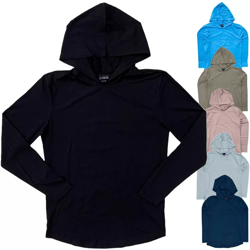 Cuts Clothing Men s Hoodie Curve Hem Signature Fit Long Sleeve Shirt