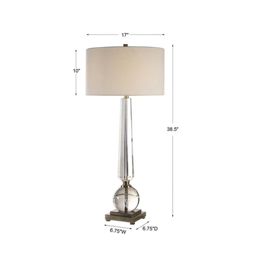 Uttermost Crista Steel Crystal and Fabric Table Lamp in Nickel and White - Picture 8 of 8