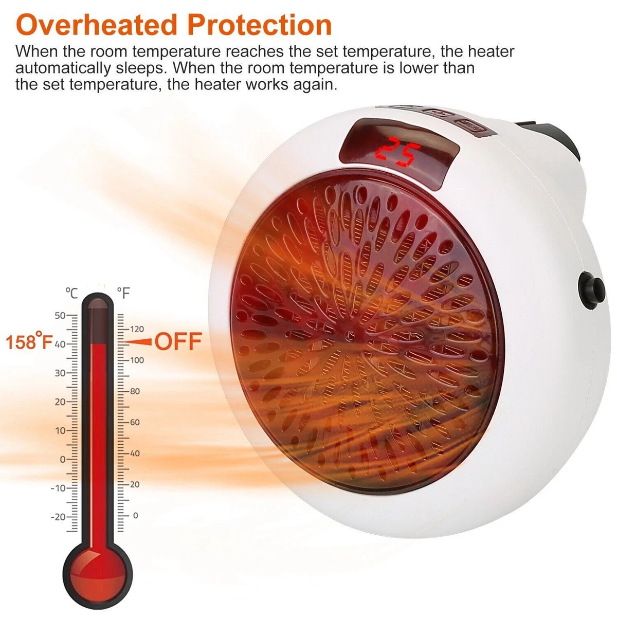 400W Plug In Wall Heater Mini Electric Space Heater Digital Timer with  Remote | eBay
