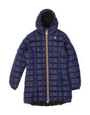 K-way Womens Reversible Hooded Padded Coat Us 6 Medium Navy Blue Ai03