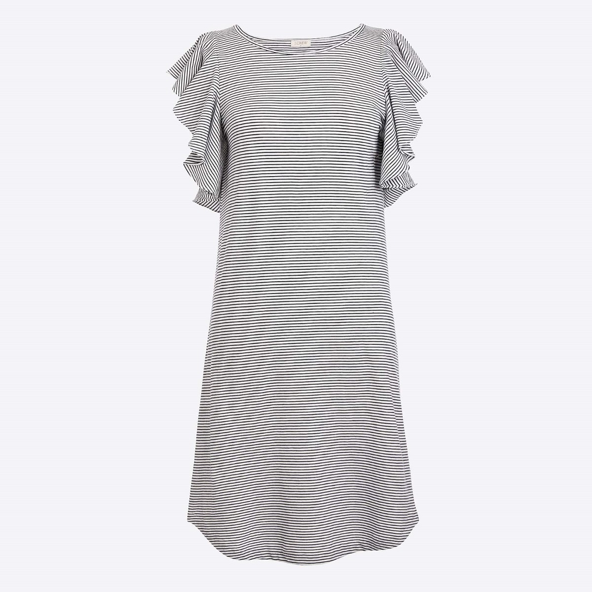 j crew factory cotton ruffle dress Ruffle-sleeve Smocked Midi Dress For Women