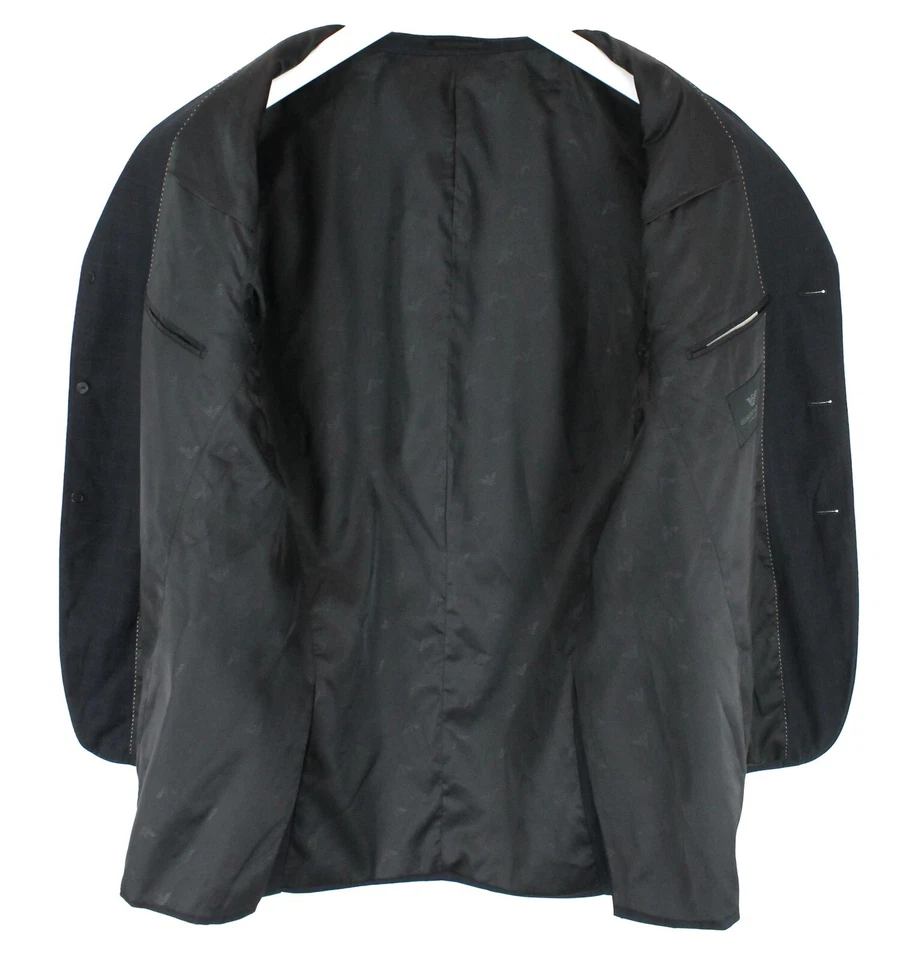 GIORGIO ARMANI Blazer Men's (EU) 54 Single Breasted Wool Plaid Notch Lapel - Image 4 of 4