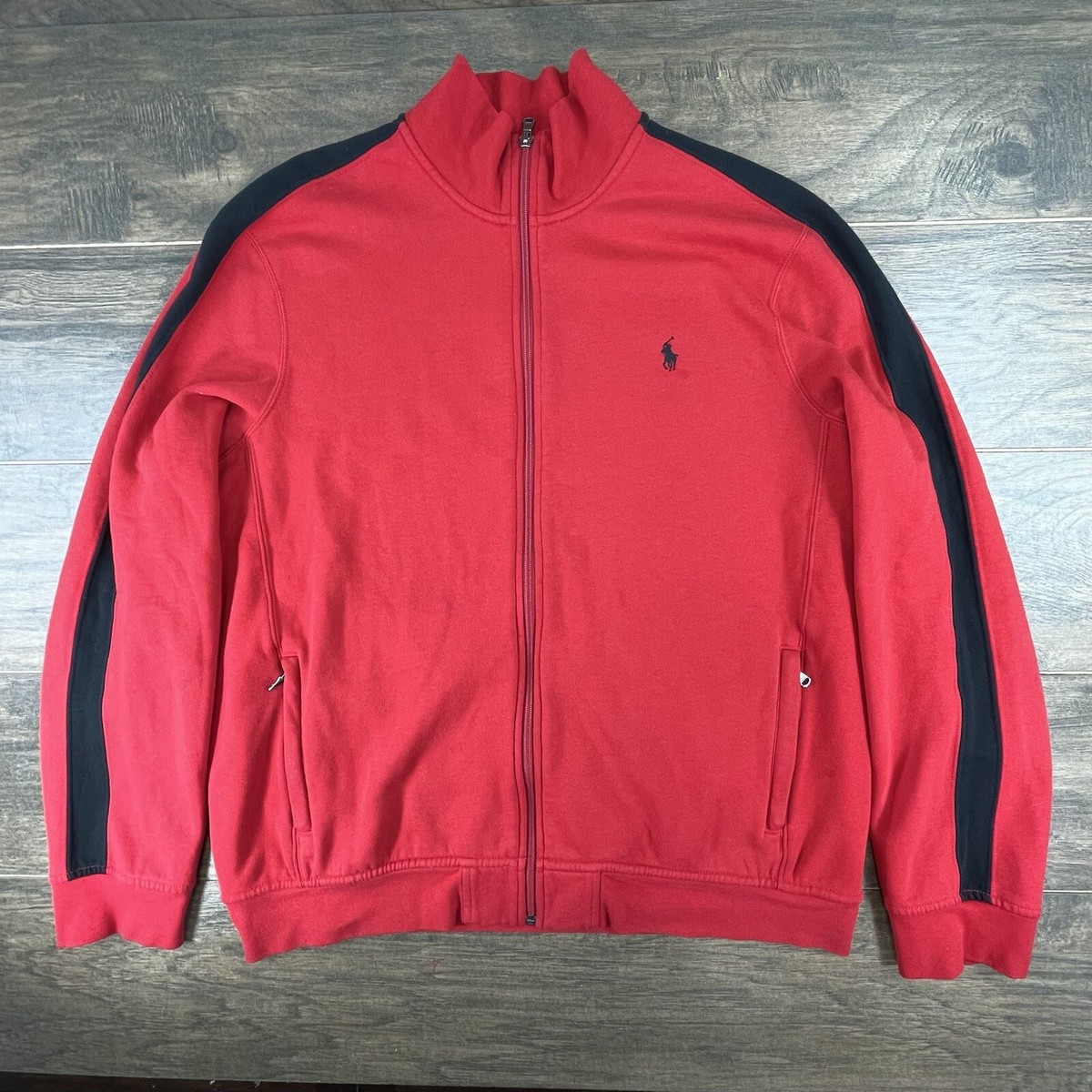 Vintage Polo Ralph Lauren Jacket Mens 2XL Red Black Striped