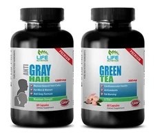 energy boost for women - GRAY HAIR - GREEN TEA COMBO 2B - nettle capsules organi