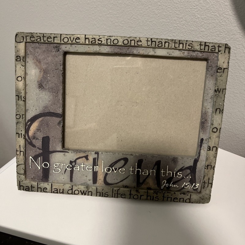 Demdaco By Faith “FRIEND” Picture Frame 5”x7” John 15:13 Stone/Ceramic Heavy