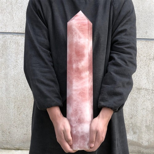 19.5LB Natural Rose Quartz Crystal Obelisk Wand Point Cystal Reiki Tower Heal - Picture 3 of 20