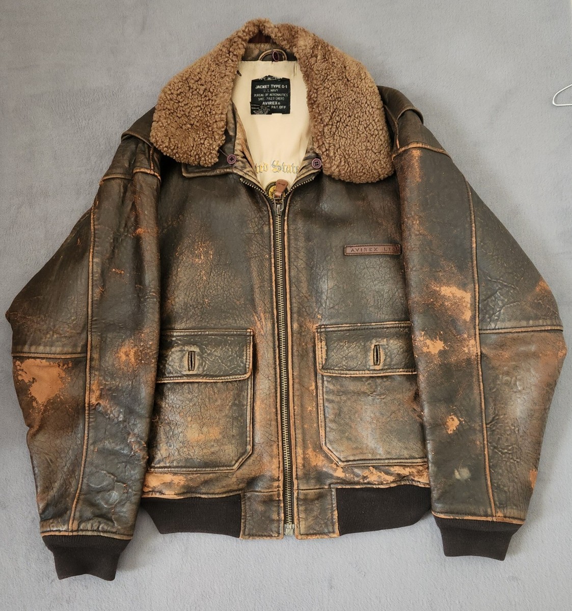 Avirex Charles T. Reilly Leather Bomber Jacket Navy | eBay