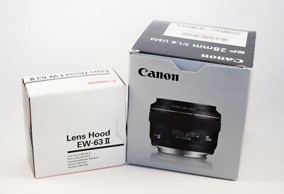 Canon EF 28mm f/1.8 AF USM Lens + Original Lens Hood EW-63II