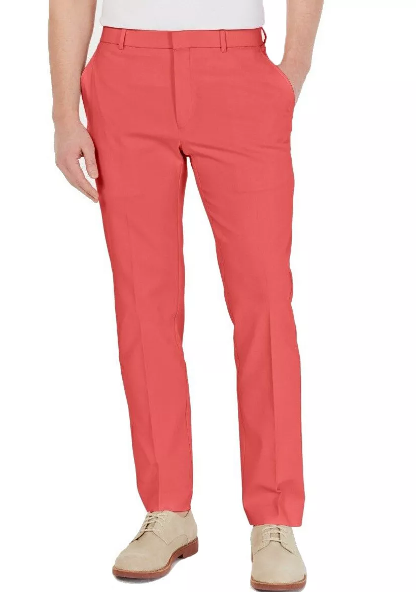 New Tommy Hilfiger TH Flex Tailored To Move Coral Stretch Chino Pants 36 x 29