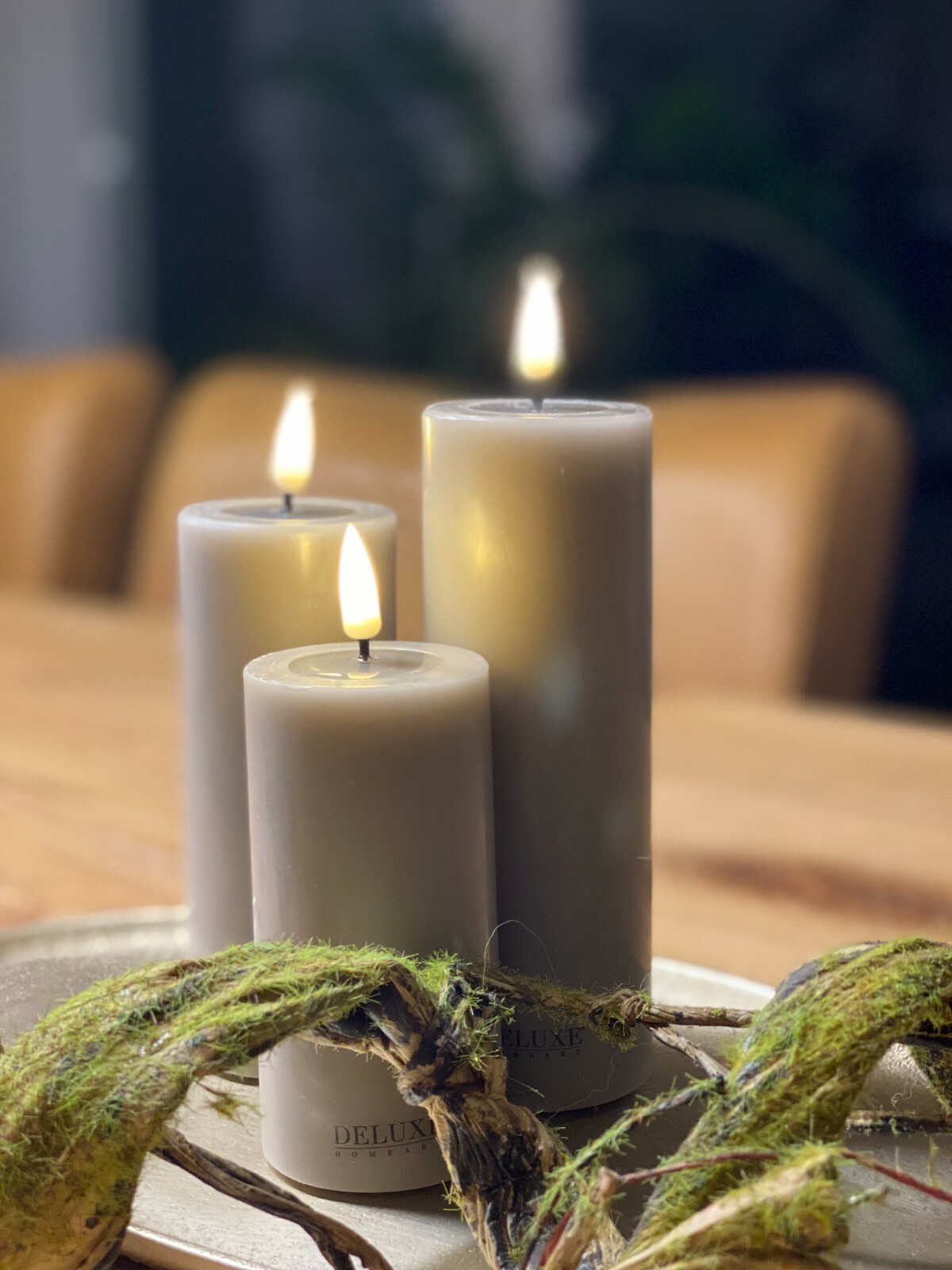 LED-Kerze - Sand, Deluxe Homeart, flackernd, Fernbedienung separat erhältlich