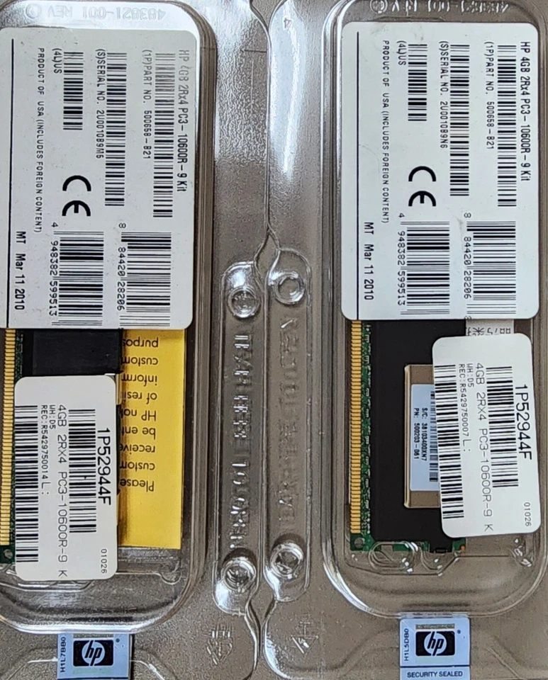 HP HP 500658-B21 500203-061 4GB 2RX4 PC3-10600R-9 SERVER MEMORY RAM - Image 2 of 3