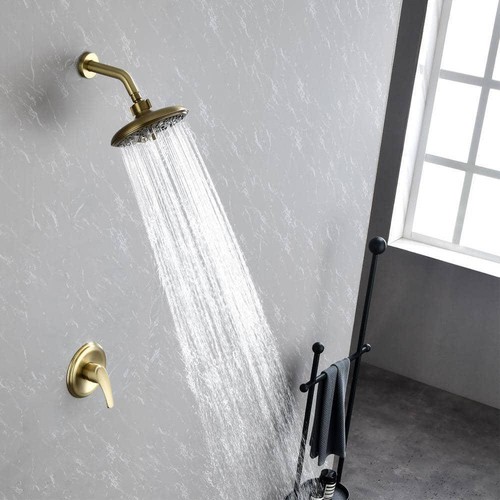 Unbranded Shower Faucets 75"HX6.3"W Single-Handle 6-Spray 2.2 GPM Brushed Gold - Picture 2 of 10