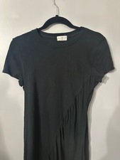 T.la Anthropologie Size XS Tee Dress Mini Ruched Shrt Sleeve Black Fairygrunge