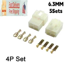 5 Sets 6.3mm Auto Car Connector Plug Male Female Socket Terminal 4Pin