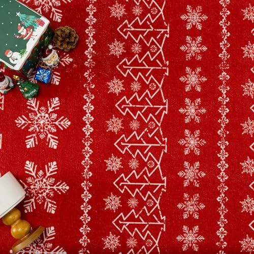 Christmas Area Rug 4x6 Red Washable Kitchen Rug Xmas Snowflake Holiday