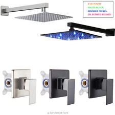 Wall Mounted Shower Faucet Set Rainfall Shower Head Combo with Mixer Valve kit