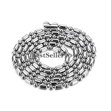 Silver Stainless Steel 2mm / 2.4mm Ball and Oval Bead Chain Mens Ladies Necklace