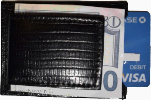 Nuevo Clip de dinero de cuero impreso piel de lagarto negro, clip de dinero, soporte de moneda BN - Imagen 6 de 12