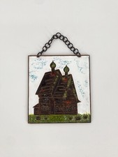 * EMAILLE WANDBILD KLEIN HAUS RUSSISCH RUSSLAND VINTAGE