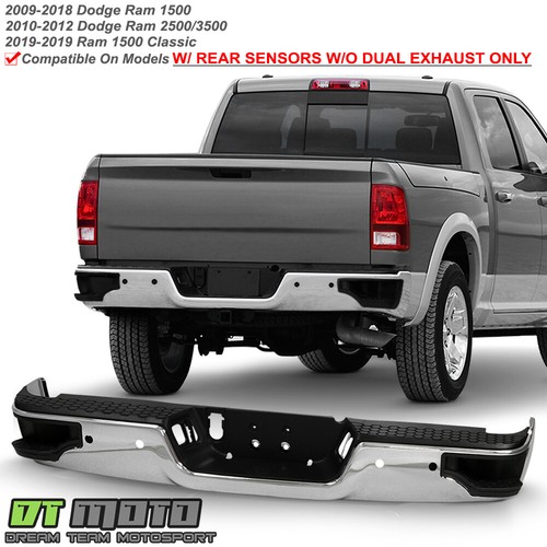 2009-2018 Dodge Ram 1500 Chrome w/Sensor Hole & Corner Step Rear Bumper ...