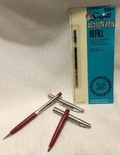 Maroon Silver Vint 1960s Scripto Action 200 Pen Pencil Set Old Collect Ink U249
