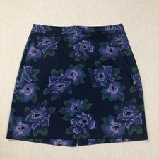 GAP Women's Size 6 Dark Purple Floral Print Skirt Unlined Cotton Blend K6