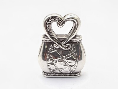 BRIGHTON-Silver Heart Purse-Photo Placeholder/Business Card-Excellent