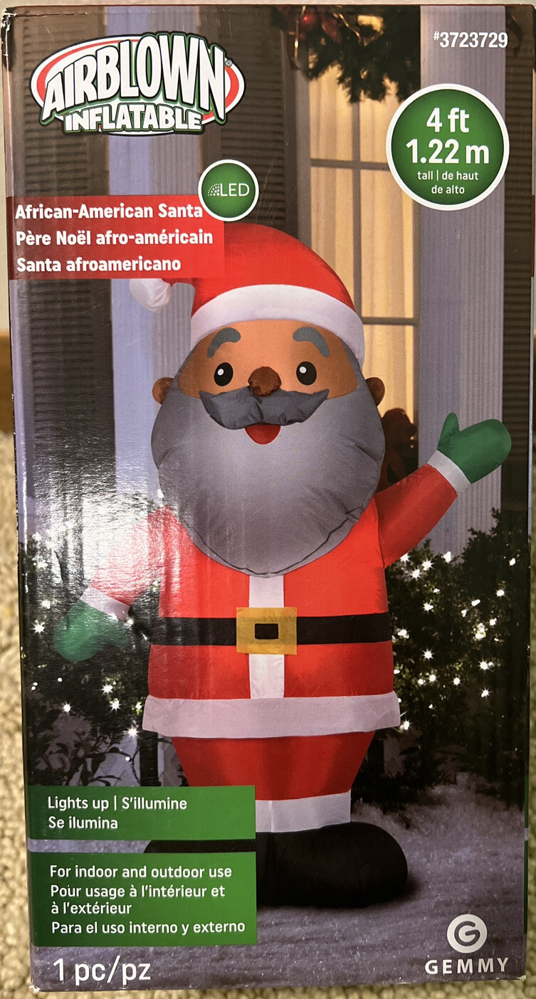 CHRISTMAS SANTA BLACK AFRICAN AMERICAN 4 FT Airblown Inflatable GEMMY ...