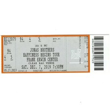 JONAS BROTHERS BEBE REXHA Concert Ticket Stub AUSTIN TX 12/7/19 HAPPINESS BEGINS
