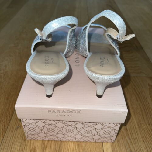 Paradox CelesteWide Fit Silver glitter slingback Shoes Size 40 - Picture 4 of 8