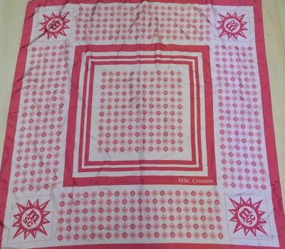 Halstuch 100% Reine Seide Vintage Frauen Msc Kreuzfahrten (764) 90cm x 92cm