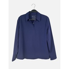 Figs Nala Polo Scrub Top Womens Medium Navy Long Sleeve Technical W21SW1056 NWT