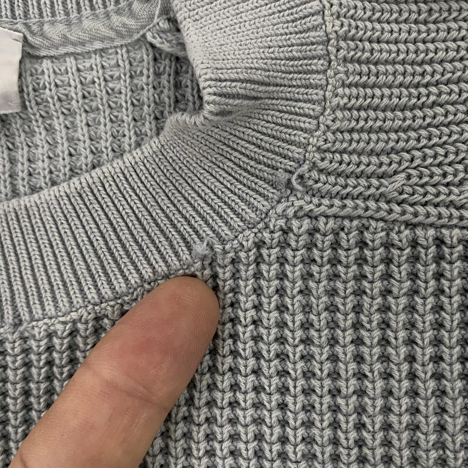 rag and bone Sweater Mens Large Dexter Mixed Media Crew Waffle Knit Elbow Patch - Image 2 of 4