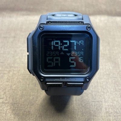 Nixon The Regulus Men's Digital Chronograph Wristwatch Gray Rubber h074