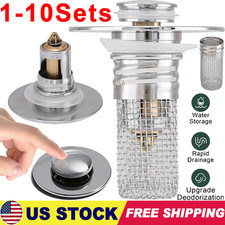 Lot Universal Bathroom Sink Stopper Hair Catcher Pop Up Drain Strainer Filter