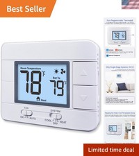 Non-Programmable LCD Thermostat with Humidity Display for 1 Heat/1 Cool Systems