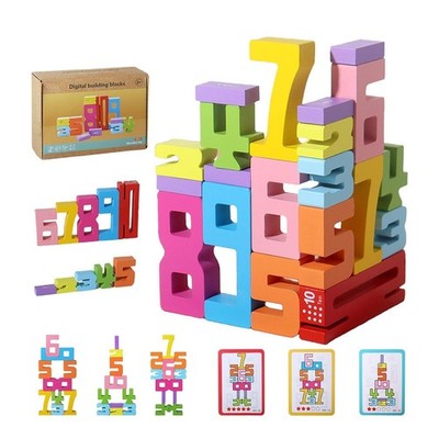 Wooden Number Building Blocks, Montessori-Inspired Wooden Number Building Blo...