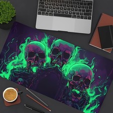 40 90cm Horror Gothic Skull Skeleton Printed Glow Large Gaming Mouse Pad, Anti s