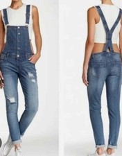 Tinseltown Denim Distreased Overalls Womans Size L