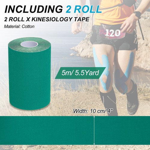 4 Inch x 5m Sports Kinesiology Tape, Dark Green - 2 Rolls - Picture 2 of 7